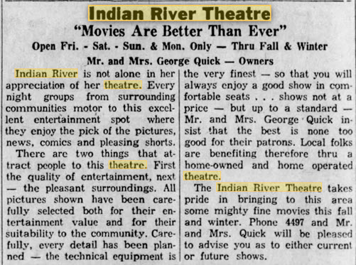 Indian River Theatre - Sept 14 1954 (newer photo)